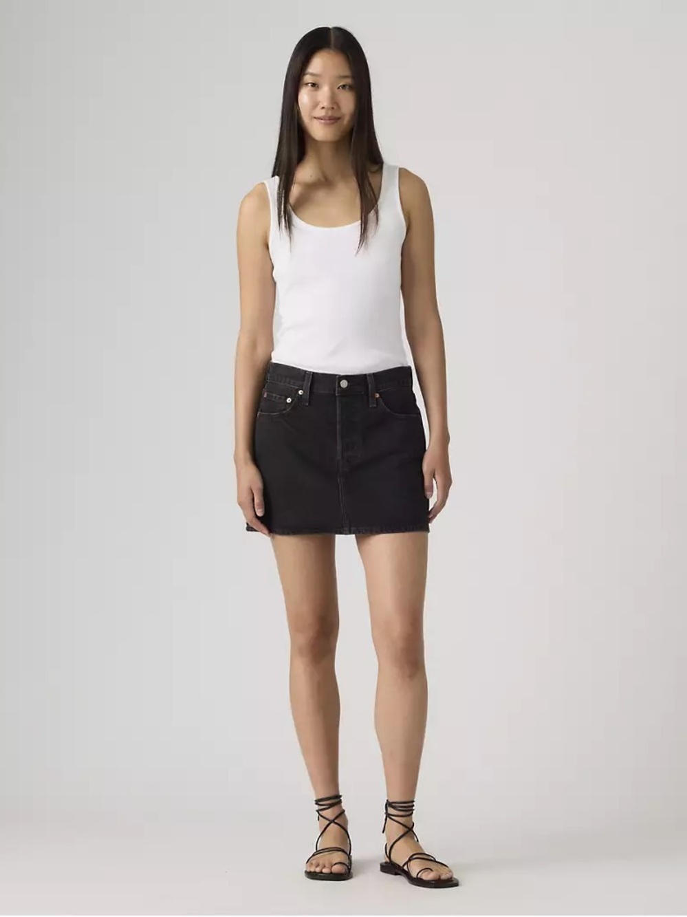 Levi's-size 33-Black Denim Icon Distressed Mini Skirt!!